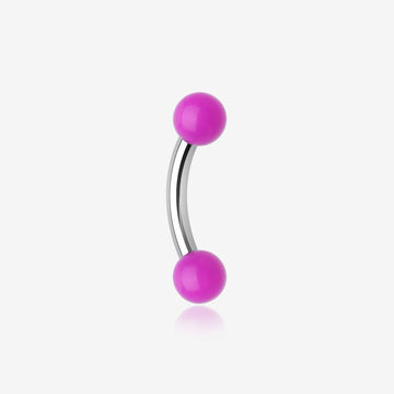 Neon Acrylic Curved Barbell Eyebrow Ring-Purple